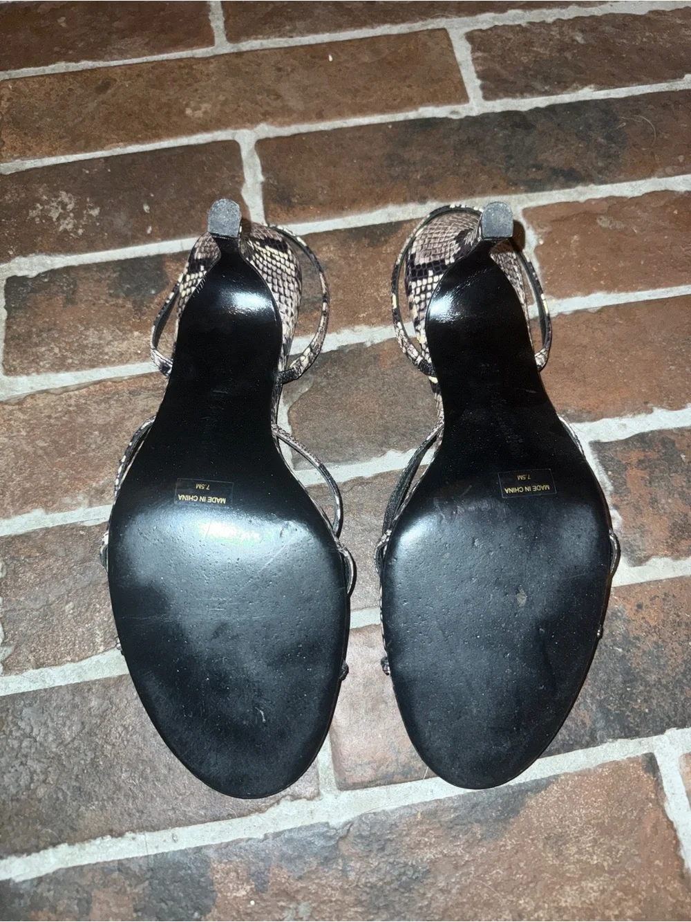 Reformation Snakeskin Strappy Slingback Sandals — Black & Brown